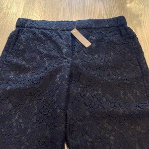 J.Crew pull-on black lace pants size 12